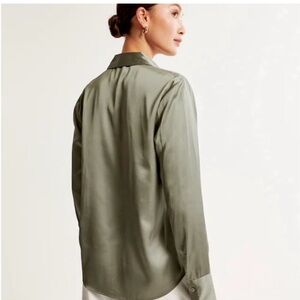 long sleeve abercrombie and fitch green satin shirt